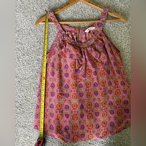 Rebecca Taylor Silk Boho Pink Orange Floral Tank Top | 0 - Picture 7 of 9